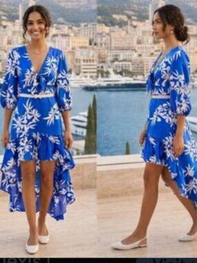 ALEXIS x Target Blue Floral Tie-Front High-Low Dress Size M